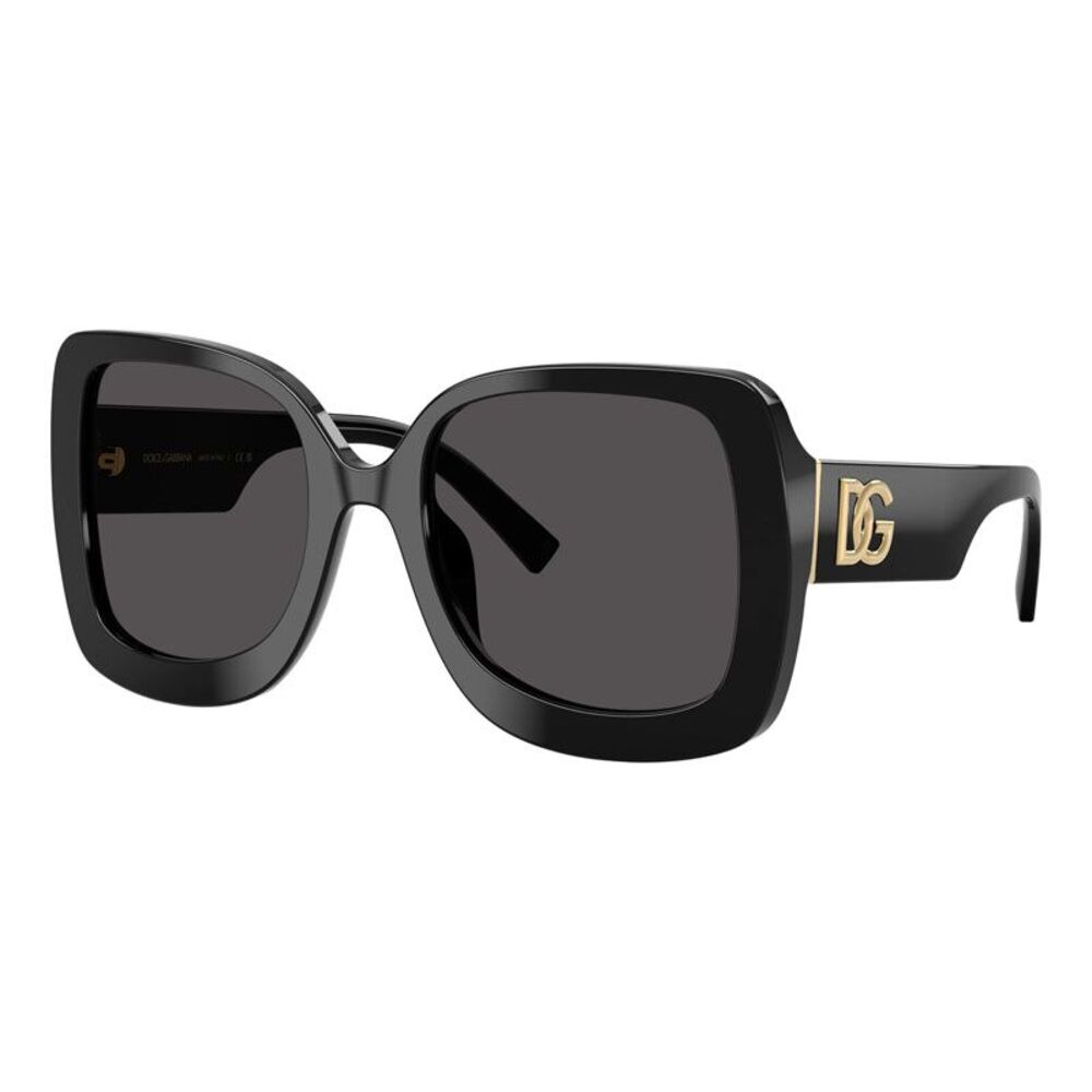 Dolce & Gabbana Sunglasses Square Full Rim, Shiny Black Frame and Grey Lens